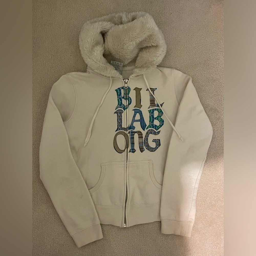 Billabong y2k hoodie with fur hood-small